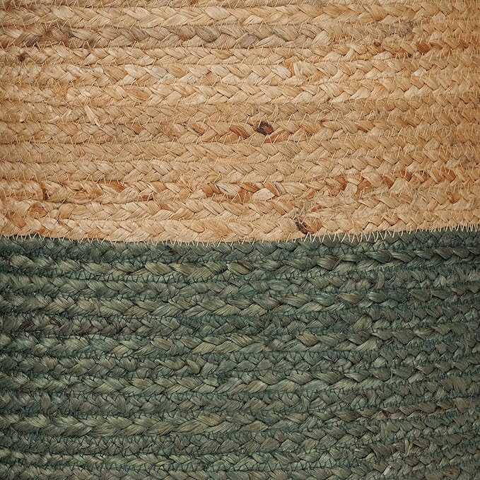 REDEARTH · Cylindrical Pouf Foot Stool Ottoman - Jute Braided Pouffe Poof Accent Sitting Footrest for The Living Room, Bedroom, Nursery, Patio, Lounge & Other Rooms (14.5”X14.5”X16”; Natural Olive)