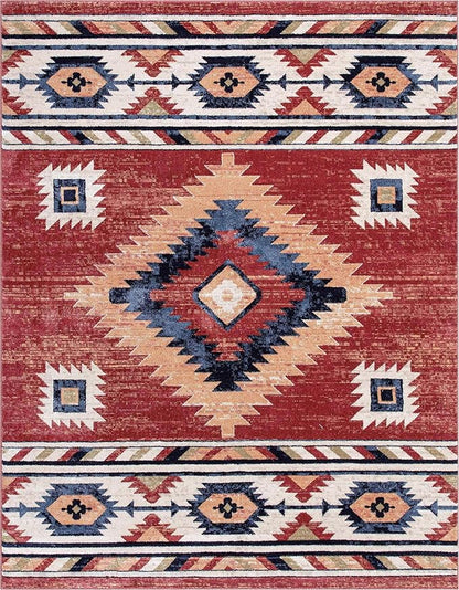 Well Woven Tulsa Lea Crimson Traditional Southwestern Tribal 7'10" x 9'10" Area Rug