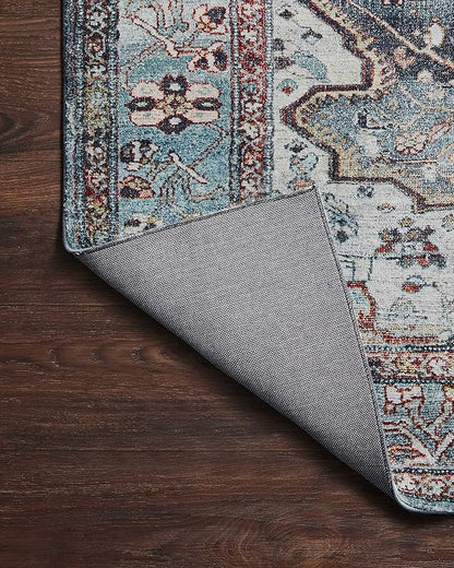 Loloi Margot Collection MAT-05 Ocean/Brick 2'-3" x 3'-9" Accent Rug feat. CloudPile, No-Shed Easy Clean Large Patterned Area Rug for Living Room, Bedroom, Dining Area