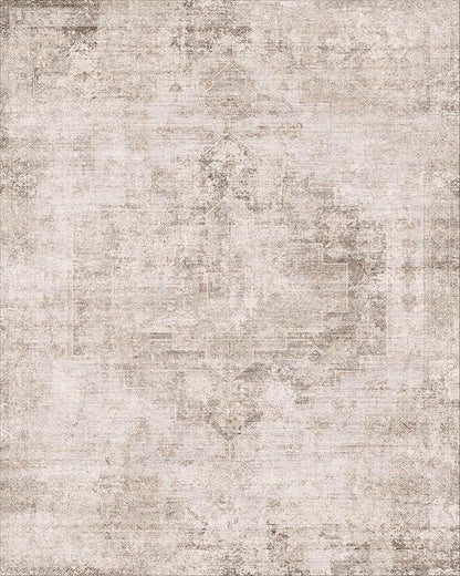 Stain Resistant 2x6 Kitchen Runner Rugs Washable Non Slip - Beige Tan Long Bathroom Runners, 0.25" Low Pile Rubber Backing Rug for Hallway, Entrance Indoor, Modern Farmhouse Home Décor
