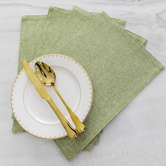 Home Brilliant Cloth Placemats Set of 6 Heat Resistant Dining Table Place Mats Kitchen Table Mats for Holiday Dinner Decor, Grass Green
