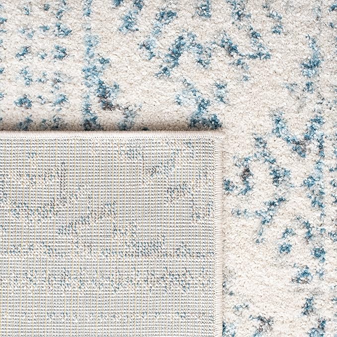 SAFAVIEH Tulum Collection Area Rug - 10' Square, Ivory & Turquoise, Moroccan Boho Tribal Design, Non-Shedding & Easy to Clean, Ideal for Living Room, Bedroom, Dining Space (TUL272E)