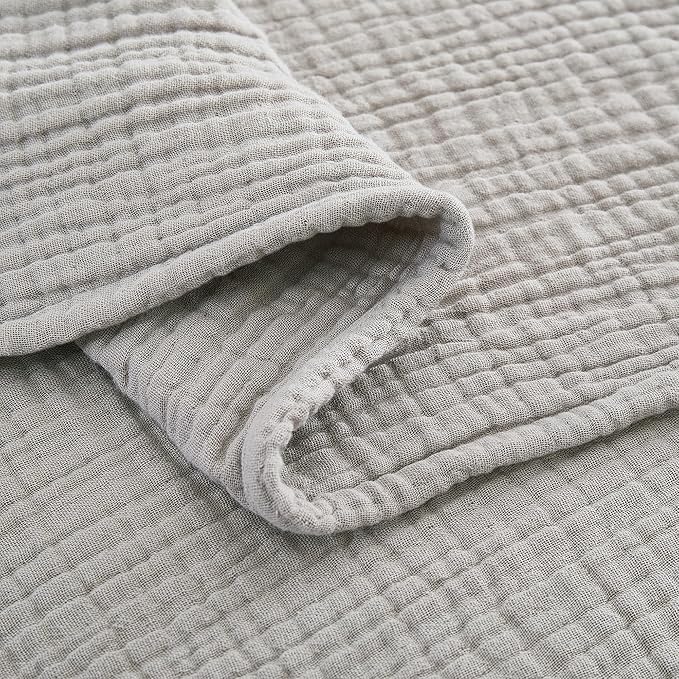 100% Cotton Muslin Throw XL Blanket (50" x 70") – A Luxuriously Soft, 4-Layer Lightweight and Breathable Gauze Blanket, Perfect for Year-Round use on beds, couches (Grey, Throw XL)