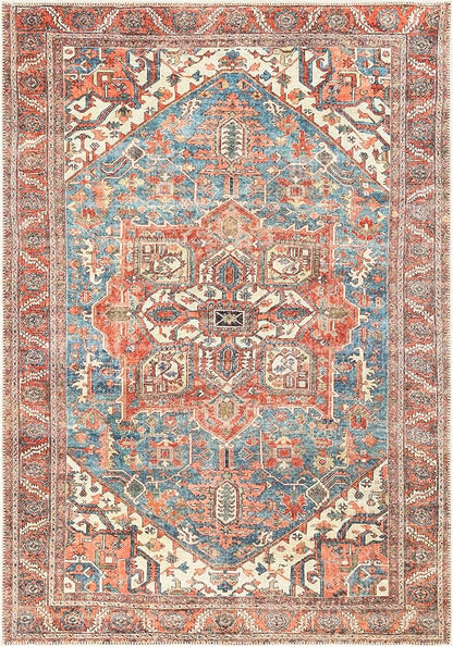 Keen Home Design 4x6 Rug - Machine Washable Area Rug with Non-Slip Backing, Ideal for Living Room, Dining Room, Bedroom - Vintage, Easy Clean, Durable, Low Pile Rug - (4' x 6')