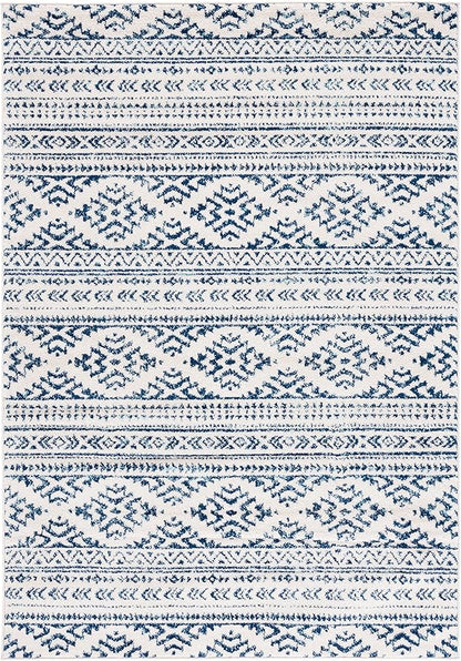 SAFAVIEH Tulum Collection Accent Rug - 2' x 5', Ivory & Navy, Moroccan Boho Tribal Design, Non-Shedding & Easy to Clean, Ideal for Front Door, Kitchen, Entryway, Foyer (TUL272D)