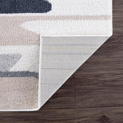 Abani Rugs Cream and Gray 5’3” x 7’6” (5'x8') Contemporary Neutral Paint line Area Rug. Superior Turkish Stain Resistant Area Rug