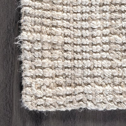 nuLOOM Ashli Solid Farmhouse Jute Area Rug, 5' x 8', Off-white, Rectangular, 0.5" Thick