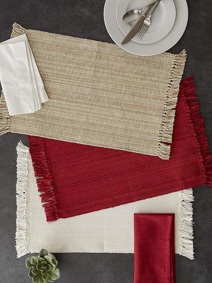 DII Variegated Tabletop Collection, Placemat Set3x19, Taupe, 6 Piece