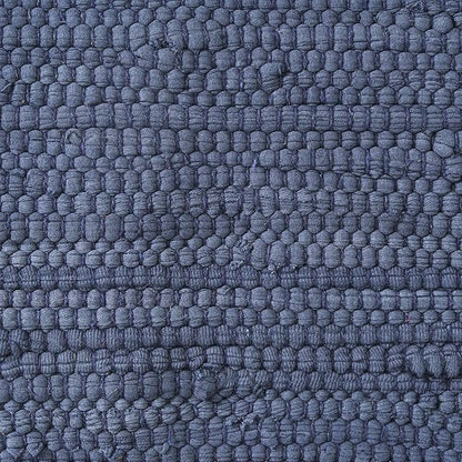 LR Home Indigo Bordered Transitional Hand-Loomed Cotton Pouf with Jute Braid for Home Decor | Farmhouse Cube Foot Rest for Bedroom & Living Room Decor | 18 x 18 x 18 Stuffed Ottoman for Seating