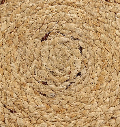 MORE Jute Hand Braided Placemats Set of 6 | 15 Inches Round Tablemats for Kitchen, Dining Table Top Rug Mats & Dinner Table Placemat Pads Mates | Rustic Natural Fiber Vintage Rugs Mat, Natural Beige