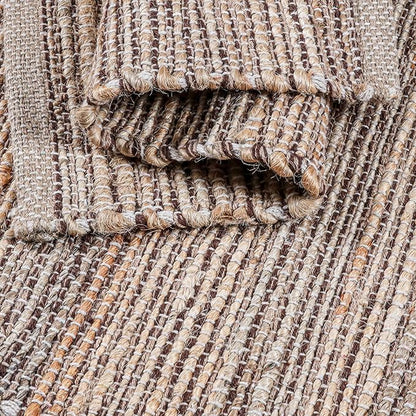 Jute Placemats Set of 4 - Boho Woven Placemats for Dining Tables, Rustic Farmhouse Style, Cotton and Jute, Neutral Colorful Table Mat, 13x19 Inch, Indoor Kitchen Decor - Natural - Brown