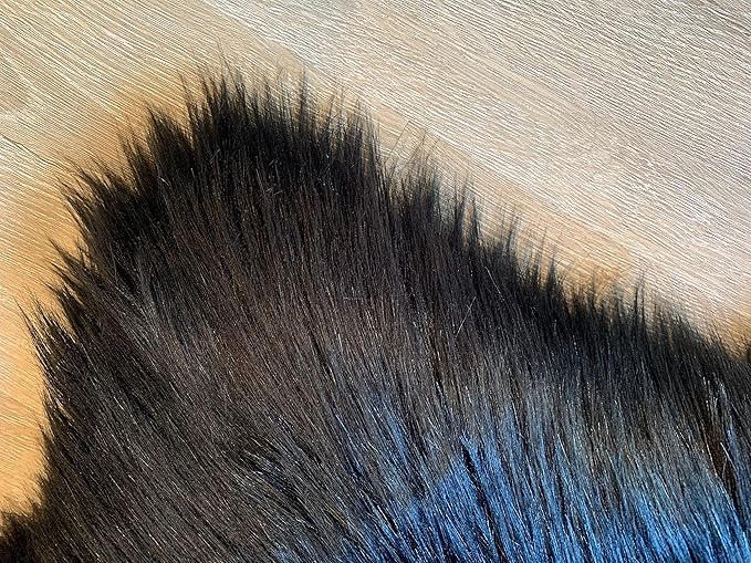 LAMBZY Faux Sheepskin Super Soft Hypoallergenic Silky Shag Rug for Living Room, Kids Room, Sofa (Triple Side by Side 3'x6', Black)