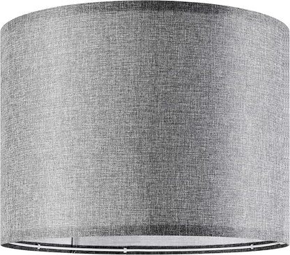 Set of 2 Large Drum Lamp Shades Modern Lamp Shade 16" Top x 16" Bottom x 12" High (Spider) Gray Lampshade for Floor Lamps Table Lamps - Lampshades Replacement By GO&SO