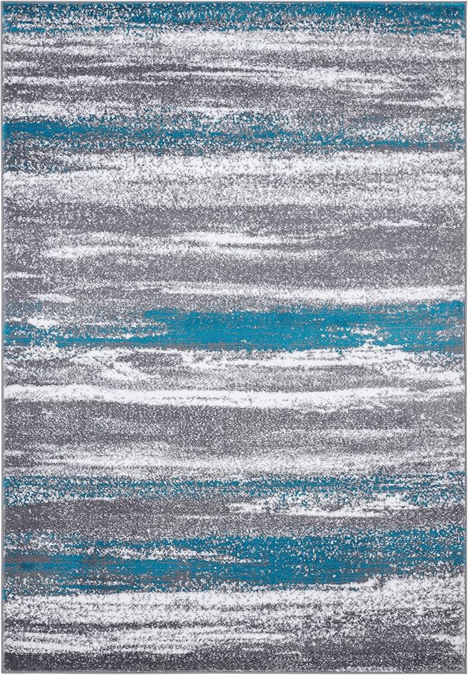 LUXE WEAVERS Modern Abstract Turquoise 5x7 Area Rug