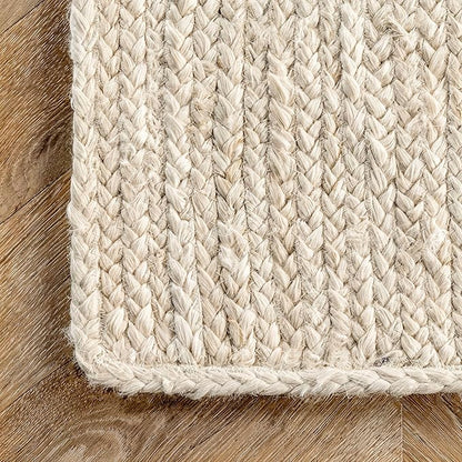 nuLOOM Oval 2x4 Rigo Jute Hand Woven Area Rug, Off White, Solid Farmhouse Design, Natural Fiber, For Bedroom, Living Room, Dining Room, Hallway, Office, Kitchen, Entryway