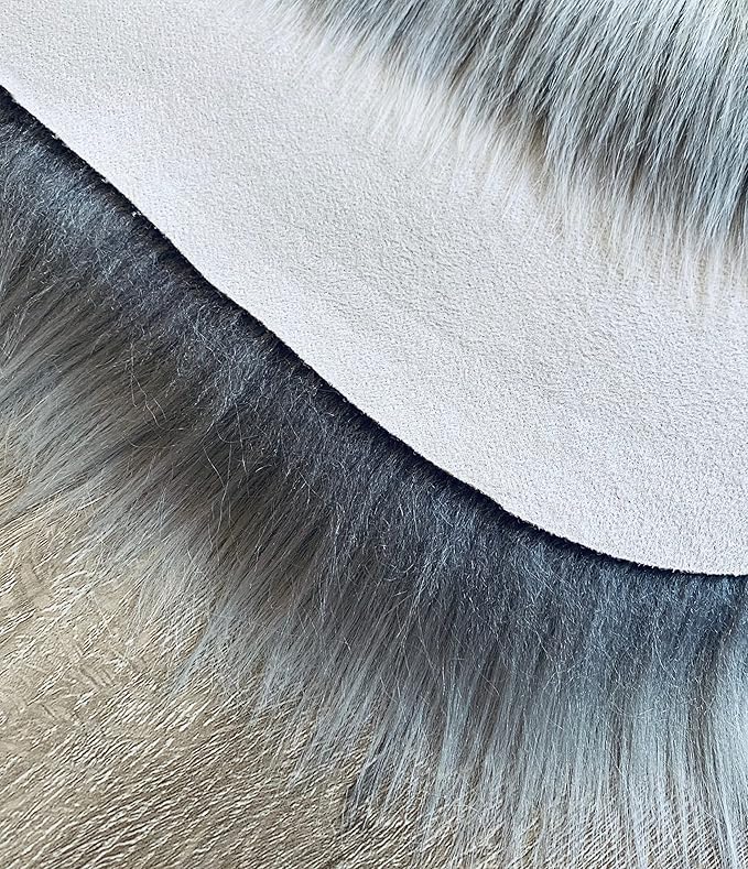 LAMBZY Faux Sheepskin Super Soft Hypoallergenic Silky Shag Rug for Living Room, Kids Room, Sofa (Decto 10 Pelts 6'x10', Grey)