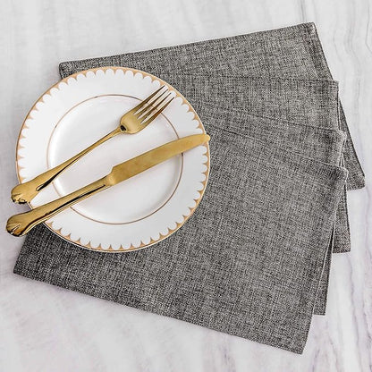 Home Brilliant Cloth Placemats Set of 6 Heat Resistant Dining Table Place Mats Kitchen Table Mats, 13x19 inches, Dark Grey