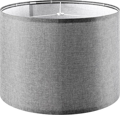 Gray Large Drum Lamp Shades for Floor Lamps Table Lamp Farmhouse Lamp Shade 16" Top x 16" Bottom x 12" High (Spider) Medium Lampshade - Lampshades Replacement By GO&SO Assembly is Required