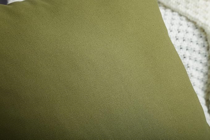 TangDepot Handmade Decorative Solid 100% Cotton Canvas Throw Pillow Covers/Pillow Shams, (24"x24", Olive Green)