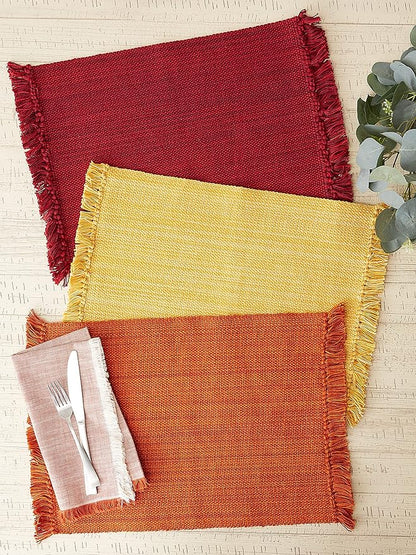 DII Variegated Tabletop Collection, Placemat Set3x19, Apricot, 6 Piece