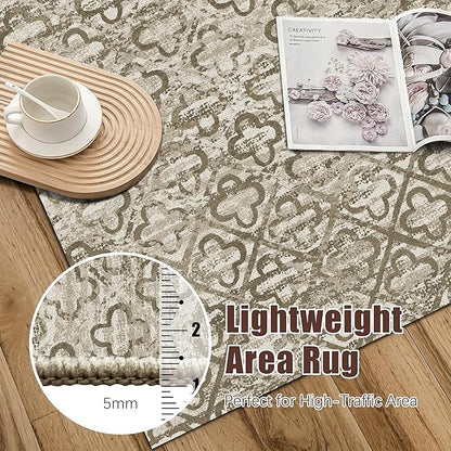 RUGSURE Washable Area Rugs, 5' x 7' - 1/6 Thick - Stain & Water Resistant Non-Slip - Perfect Resistant Rug for Living Room, Bedroom, Nursery, Pet & Child Friendly, Vibrant Colors Rugs, Brown