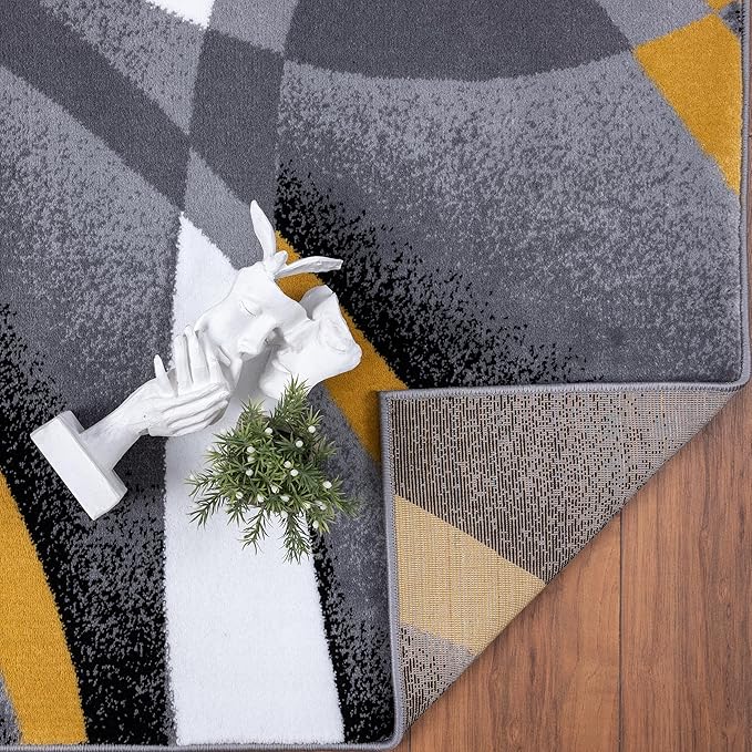 2305 Geometric Abstract Yellow 5x7 Area Rugs for Living Room