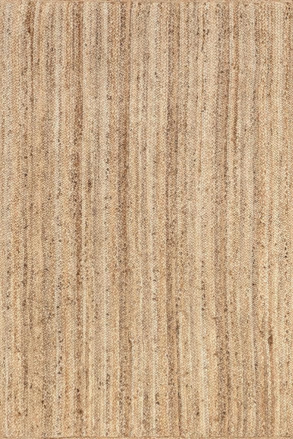 nuLOOM 4 Square Rigo Jute Hand Woven Area Rug, Natural, Solid Farmhouse Design, Natural Fiber, For Bedroom, Living Room, Dining Room, Hallway, Office, Kitchen, Entryway