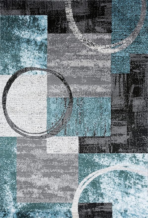 Rugshop Contemporary Circle Design Area Rug, Fade-Resistant Carpet for Living Room, Bedroom, or Dining Room, Gray, 12' x 15'