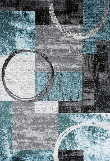 Rugshop Contemporary Circle Design Area Rug, Fade-Resistant Carpet for Living Room, Bedroom, or Dining Room, Gray, 12' x 15'