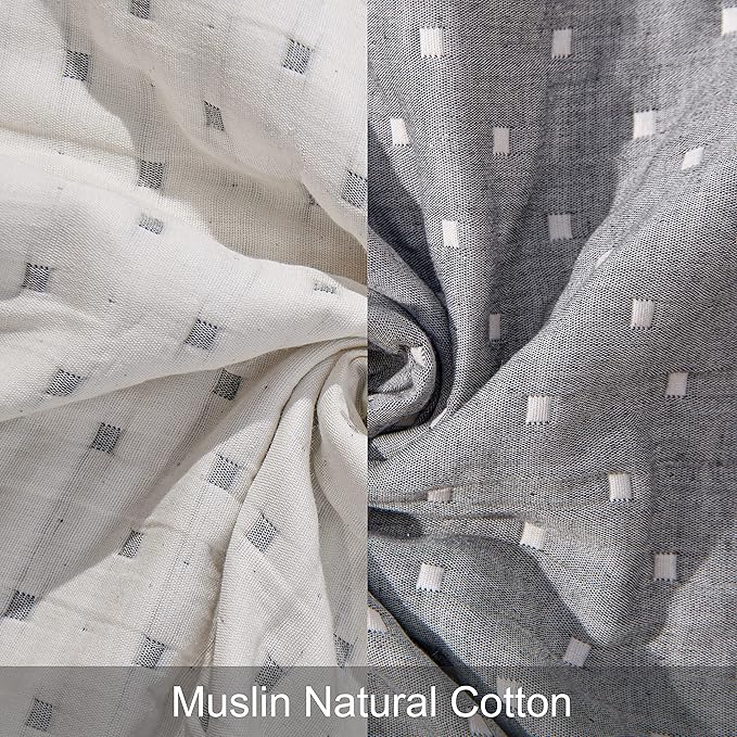 NTBAY 3 Layers Cotton Muslin 68x92 Twin Bed Blanket, Super Soft Breathable Thermal Yarn Dyed Quilt for Adults, Perfect Lightweight Blanket for Couch Sofa Bed All Seasons, Grey Dot