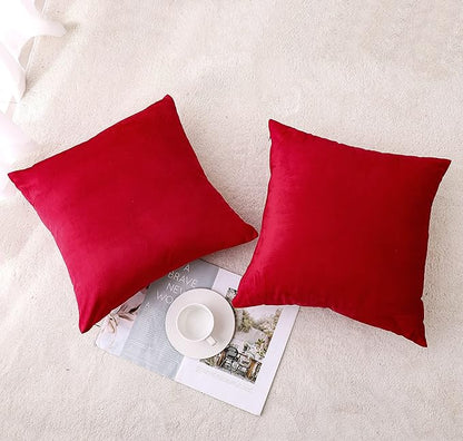 NiNi ALL Decorative Throw Pillow Covers Velvet 22x22 Inch Pack of 2 Red Cushion Covers Soft for Couch Sofa Bedroom Living Room Outdoor