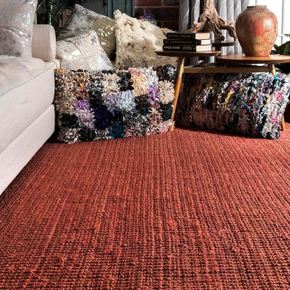 Nuloom Daniela Brick, 6' x 9', Handmade, Jute, Tassel, Soft and Textured, High Traffic, Stain Resistant, Easy Clean, Durable Area Rug for Bedroom, Living Room, Dining Space, Foyer, Entryway