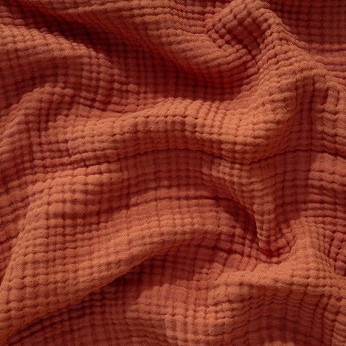 Muslin Blanket - Pure 100% Turkish Cotton Airy Soft Light Versatile Gauze Throw Blanket for Bed, Couch, Sofa (Brick, Throw Size (50" x 66" inch))