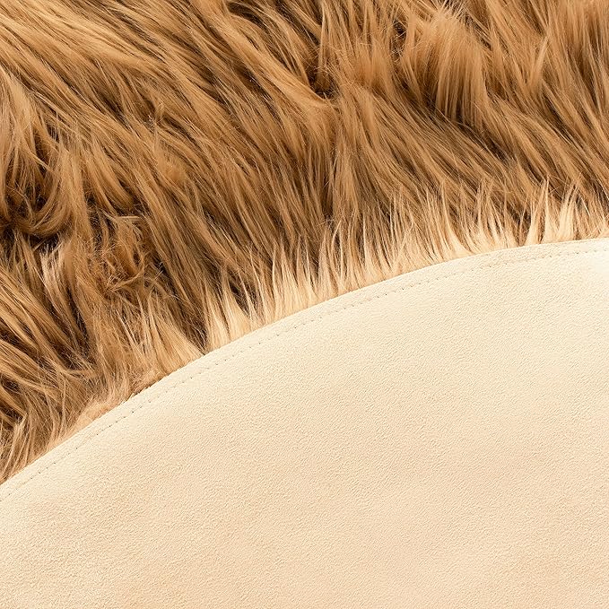 SAFAVIEH Faux Sheep Skin Collection 3' x 5' Camel FSS115E Silken Glam 2.35-inch Thick Area Rug