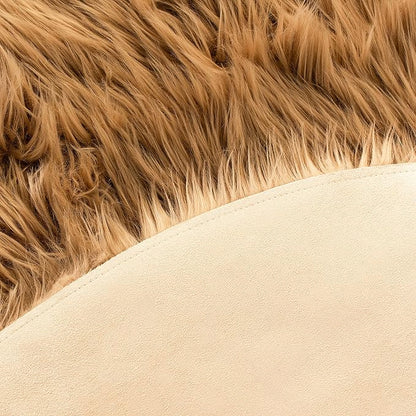 SAFAVIEH Faux Sheep Skin Collection 3' x 5' Camel FSS115E Silken Glam 2.35-inch Thick Area Rug
