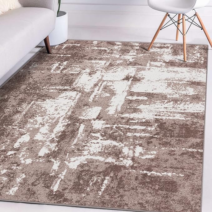 LUXE WEAVERS Hampstead Abstract Area Rug - Medium Pile, Modern Area Rug, Beige / 6 x 9