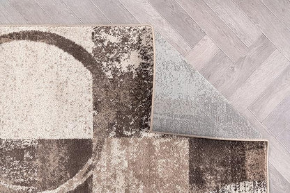 Rugshop Contemporary Abstract Circle Design Area Rug, Fade-Resistant Carpet for Living Room, Dining Room, or Office, Brown, 8'8" x 12'