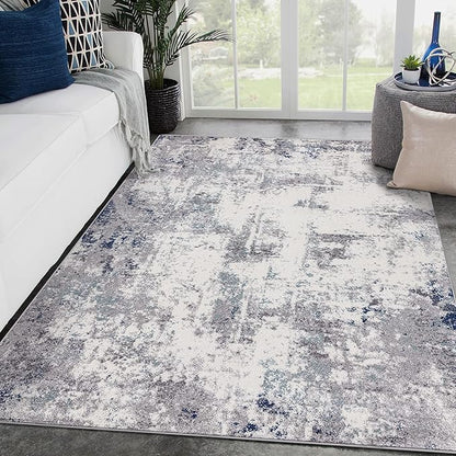 LUXE WEAVERS Hampstead Abstract Area Rug - Medium Pile, Modern Area Rug, Ivory / 6 x 9