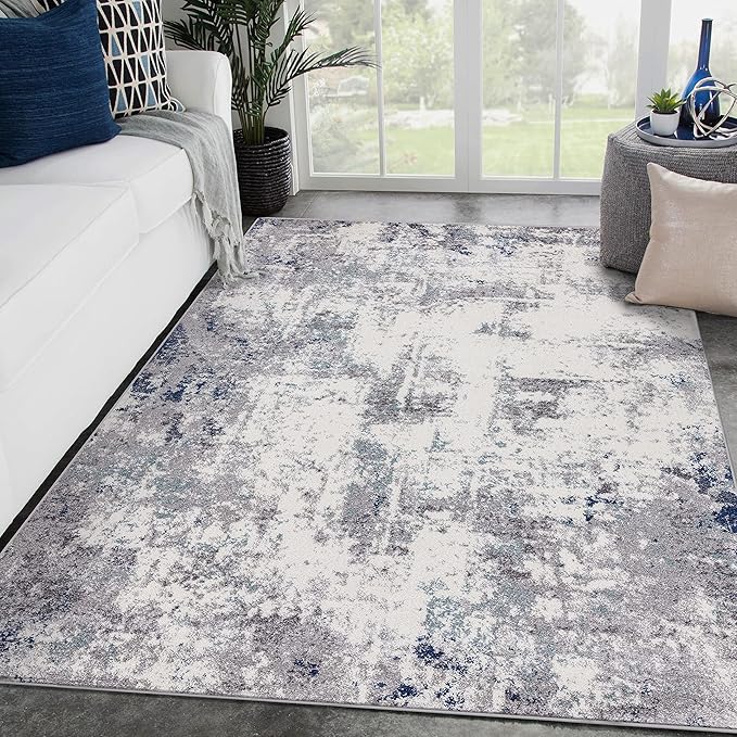 LUXE WEAVERS Hampstead Abstract Area Rug - Medium Pile, Modern Area Rug, Ivory / 5 x 7