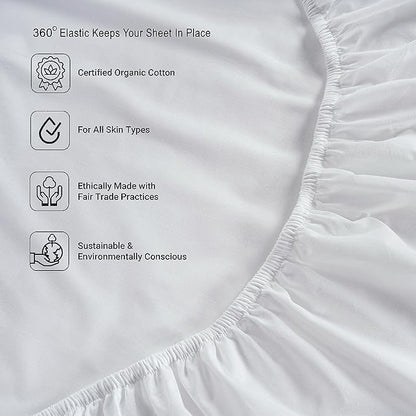 LANE LINEN 100% Organic Cotton White Twin XL Sheets Set, 3-Piece Pure Organic Cotton Percale Sheet, Extra Long Twin Sheets, Ultra Soft Bedding Sheet, Fits Mattress Upto 15" Deep - White (2Pack)