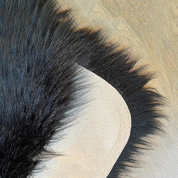 LAMBZY High Pile Super Fluffy Soft Faux Sheepskin Rug | Faux Sheepskin Rugs for Living Room Playroom Bedroom | Classic Super Soft to Touch Rug (12'x15, Black)