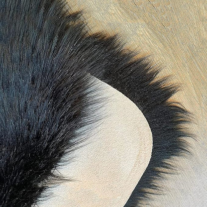 LAMBZY High Pile Super Fluffy Soft Faux Sheepskin Rug | Faux Sheepskin Rugs for Living Room Playroom Bedroom | Classic Super Soft to Touch Rug (6'x9', Black)
