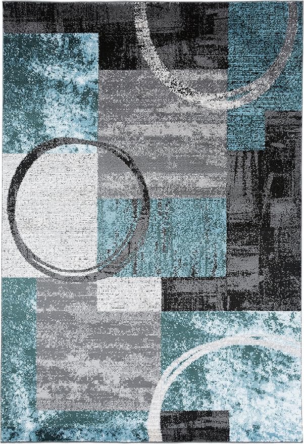 Rugshop Contemporary Abstract Circle Design Soft Area Rug - 3'3" x 5' Gray