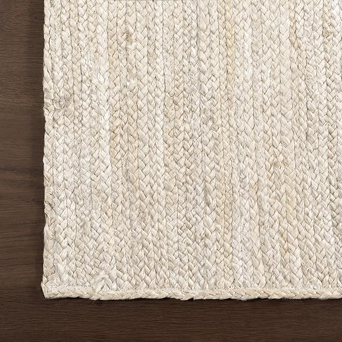 nuLOOM Oval 6x9 Rigo Jute Hand Woven Area Rug, Off White, Solid Farmhouse Design, Natural Fiber, For Bedroom, Living Room, Dining Room, Hallway, Office, Kitchen, Entryway