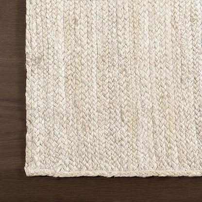 nuLOOM Oval 6x9 Rigo Jute Hand Woven Area Rug, Off White, Solid Farmhouse Design, Natural Fiber, For Bedroom, Living Room, Dining Room, Hallway, Office, Kitchen, Entryway