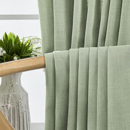 Joydeco Sage Green Curtains 84 Inch Length, Modern Farmhouse Panels for Living Room, Dining Room, Bedroom Aesthetic