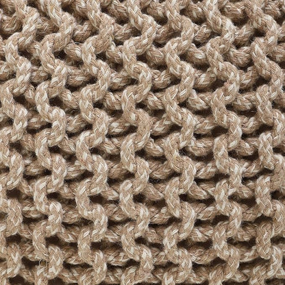 REDEARTH · Round Pouf Ottoman - Hand Knitted Cable Boho Poof Home Décor Pouffe Circular Footrest for Living Room - Nursery - Bedroom - Lounge 100% Cotton (19.5"x19.5"x14") - Beige Ivory, Set of 2