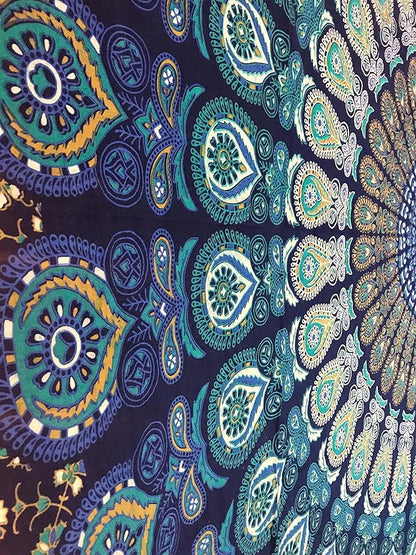 raajsee Blue Turquoise Tapestry- Best Mandala Wall Hanging- Bedding Tapestry For Bedroom Aesthetic-Size QUEEN 210 X 220 CMS