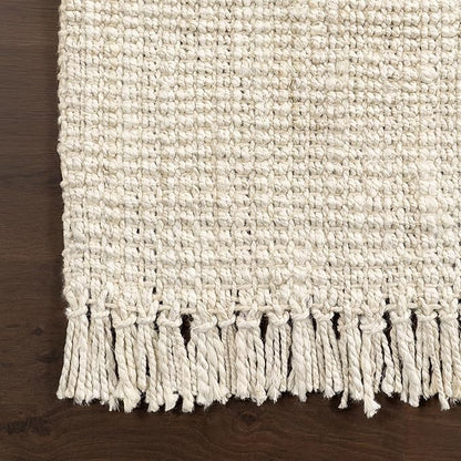 Nuloom Daniela Off-White, 4' Square, Handmade, Jute, Tassel, Soft and Textured, High Traffic, Stain Resistant, Easy Clean, Durable Area Rug for Bedroom, Living Room, Dining Space, Foyer, Entryway