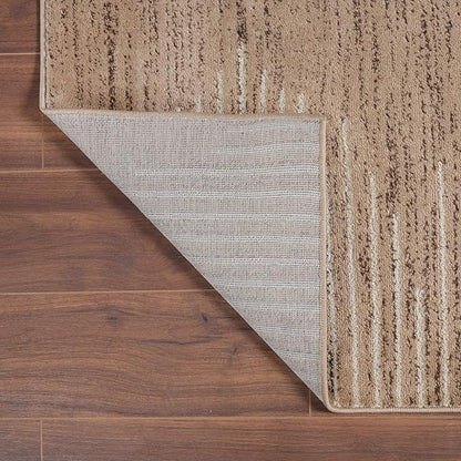 Rugshop Bohemian Stripe Stain Resistant High Traffic Living Room Kitchen Bedroom Dining Home Office Area Rug 5' x 7' Beige